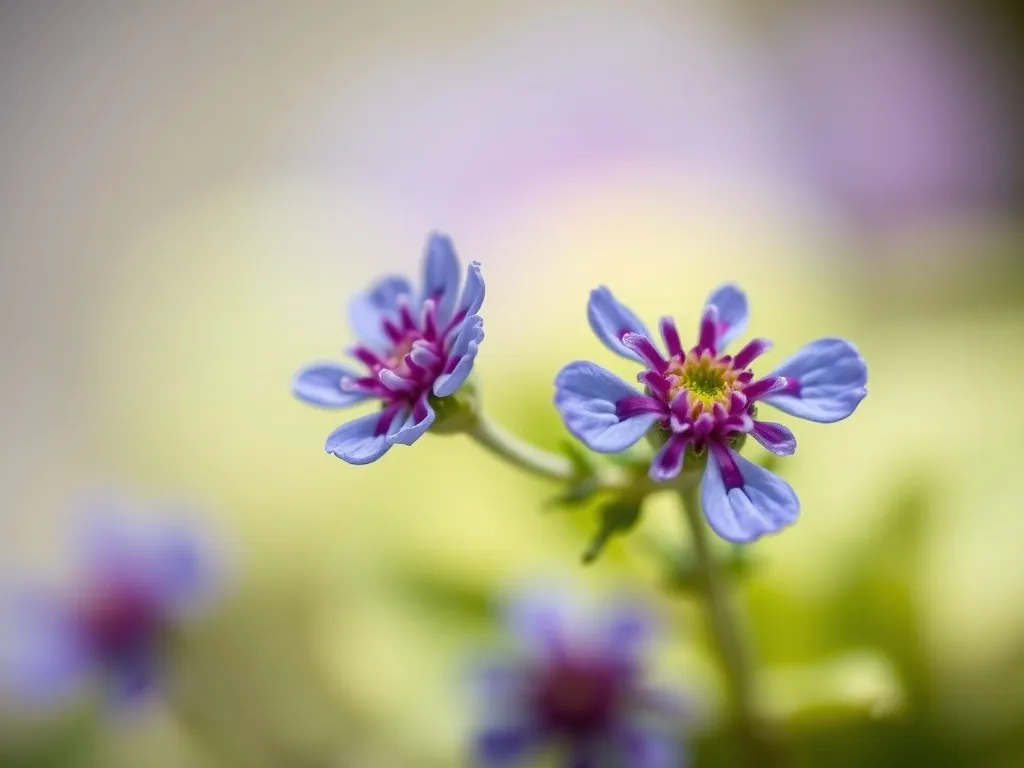 Zbliżenie na drobne, puszyste niebieskie kwiaty ageratum