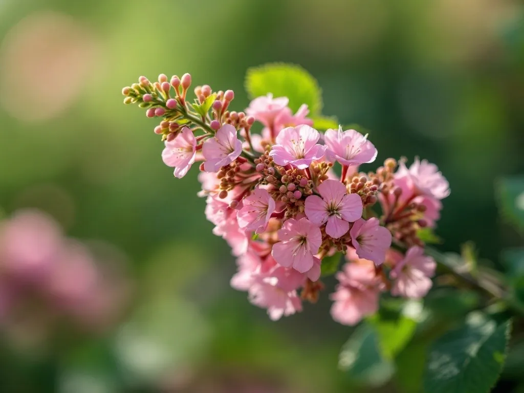 Zbliżenie na stożkowaty kwiatostan budlei odwiedzany przez motyla