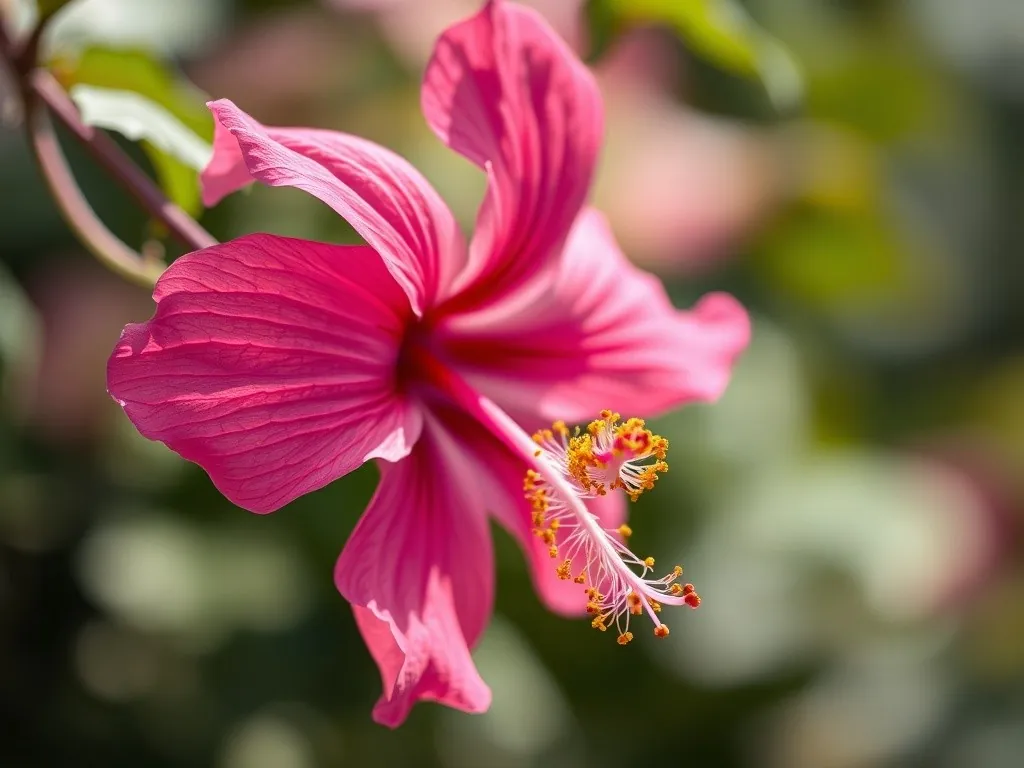 Zbliżenie na duży, lejkowaty kwiat hibiskusa ogrodowego